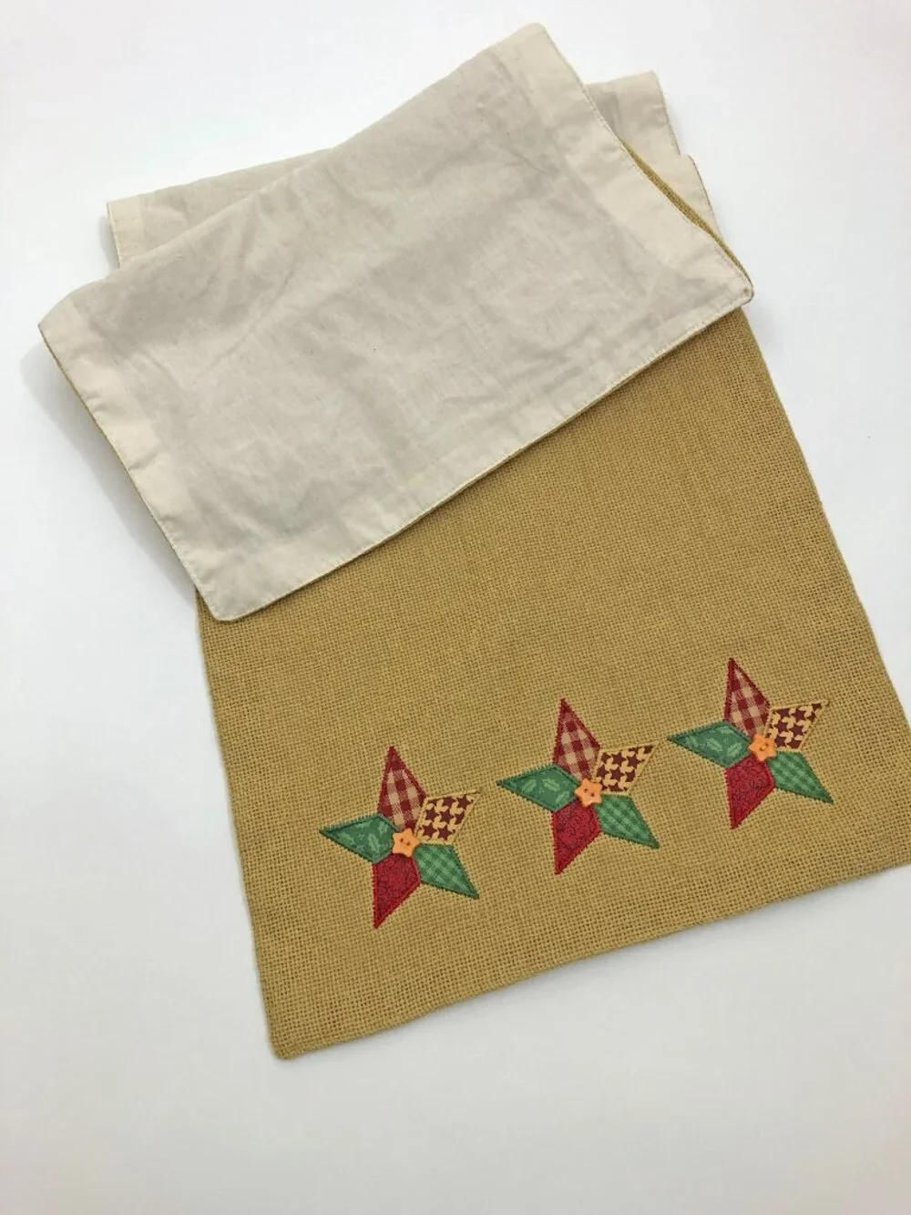 Christmas Burlap Table Runner 13x54